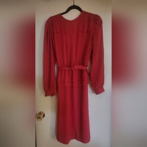 Vintage Pink Peplum Dress with eyelet details